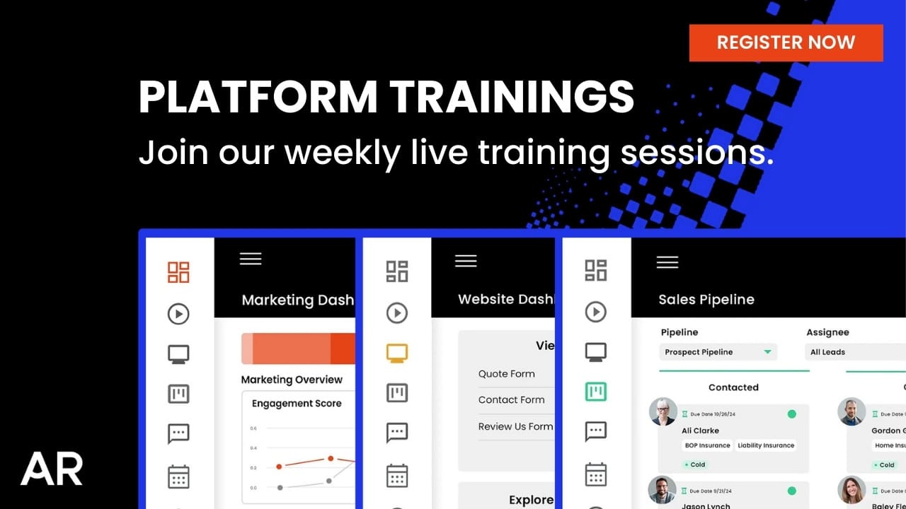 [AR] Platform Training - Register Now Graphic Showing the Different Dashboards